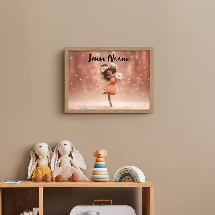 Bloemenfee - Roze - Meisje Light Box met batterij (Wandlamp kind) middel -sfeer2_kind