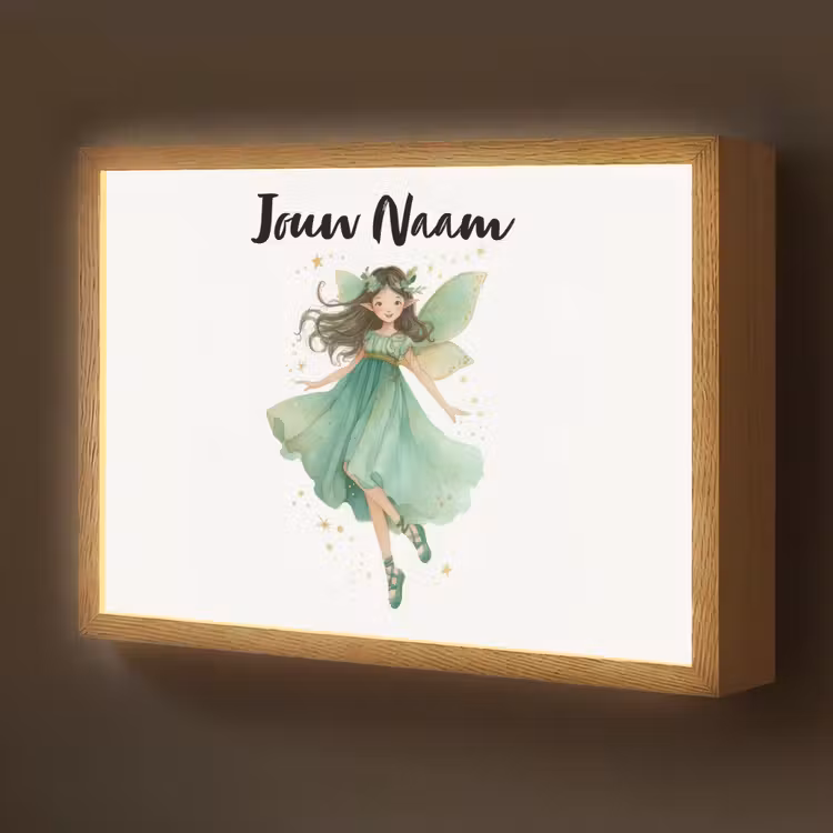 Bosfee - Groen - Sprookje Light Box met batterij (Wandlamp kind) middel -z3d_website