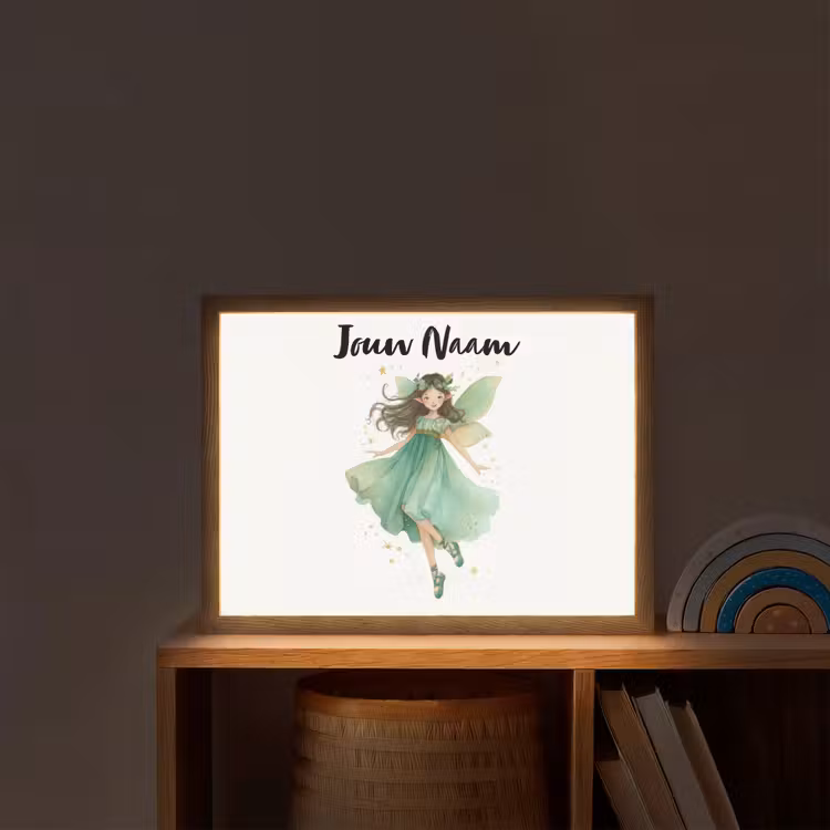 Bosfee - Groen - Sprookje Light Box met batterij (Wandlamp kind) middel -sfeer1_kind