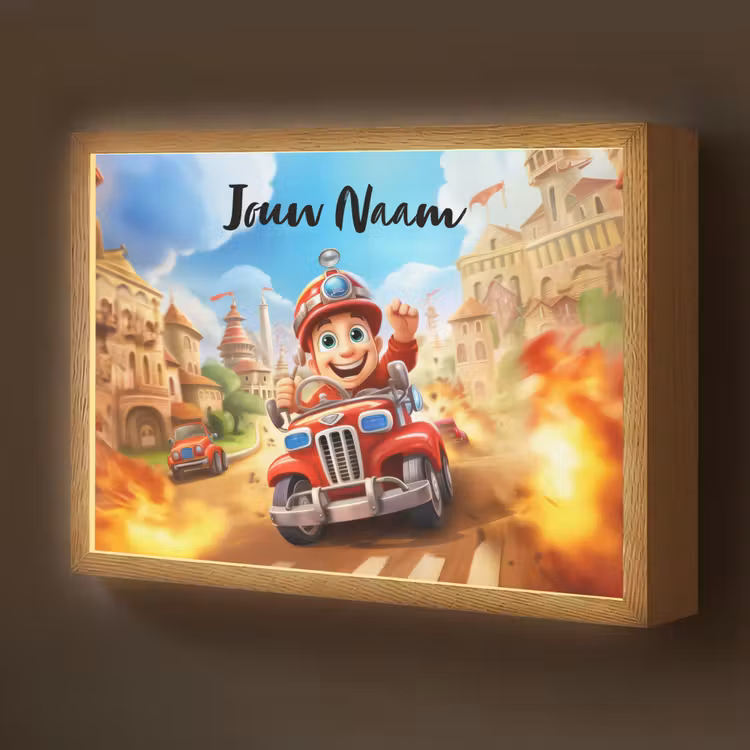 Brandweer - Jongens - Kinderen - Auto Light Box met batterij (Wandlamp kind) middel -z3d_website