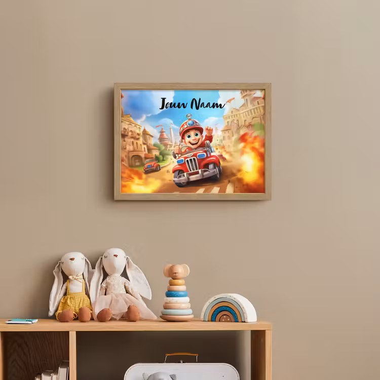 Brandweer - Jongens - Kinderen - Auto Light Box met batterij (Wandlamp kind) middel -sfeer2_kind