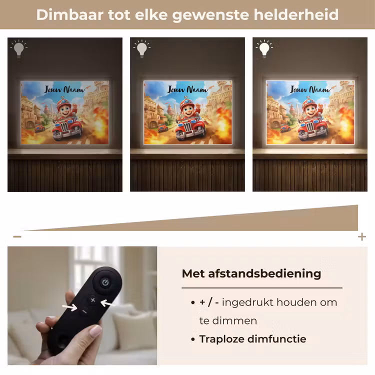 Brandweer - Jongens - Kinderen - Auto Light Box met batterij (Wandlamp kind) middel -USP_dimbaarNL
