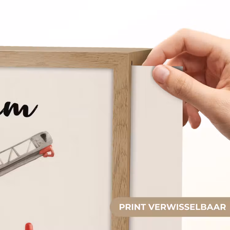 Brandweerwagen - Getekend - Rood Light Box met batterij (Wandlamp kind) middel -USP_websiteprintNL