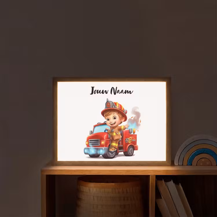 Brandweerwagen - Jongens - Kind - Rood Light Box met batterij (Wandlamp kind) middel -sfeer1_kind