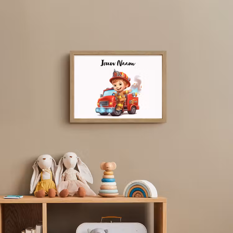 Brandweerwagen - Jongens - Kind - Rood Light Box met batterij (Wandlamp kind) middel -sfeer2_kind