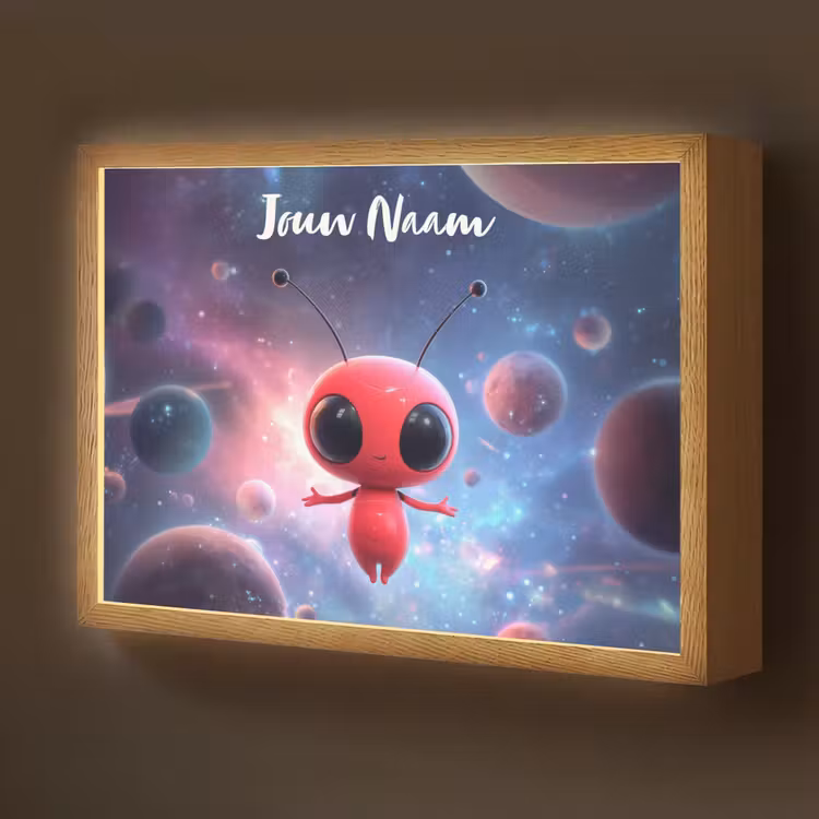 Buitenaards wezen - Rood - Planeten Light Box met batterij (Wandlamp kind) middel -z3d_website