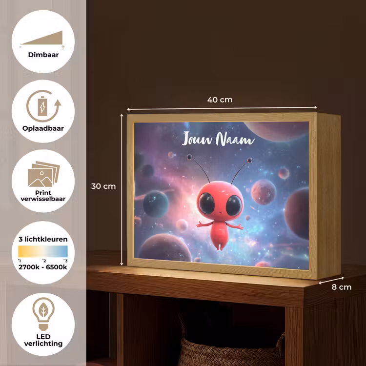 Buitenaards wezen - Rood - Planeten Light Box met batterij (Wandlamp kind) middel -USP_websiteoverzichtNL
