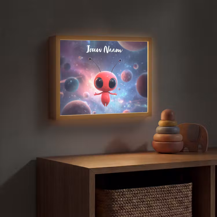 Buitenaards wezen - Rood - Planeten Light Box met batterij (Wandlamp kind) middel -sfeer5_kind