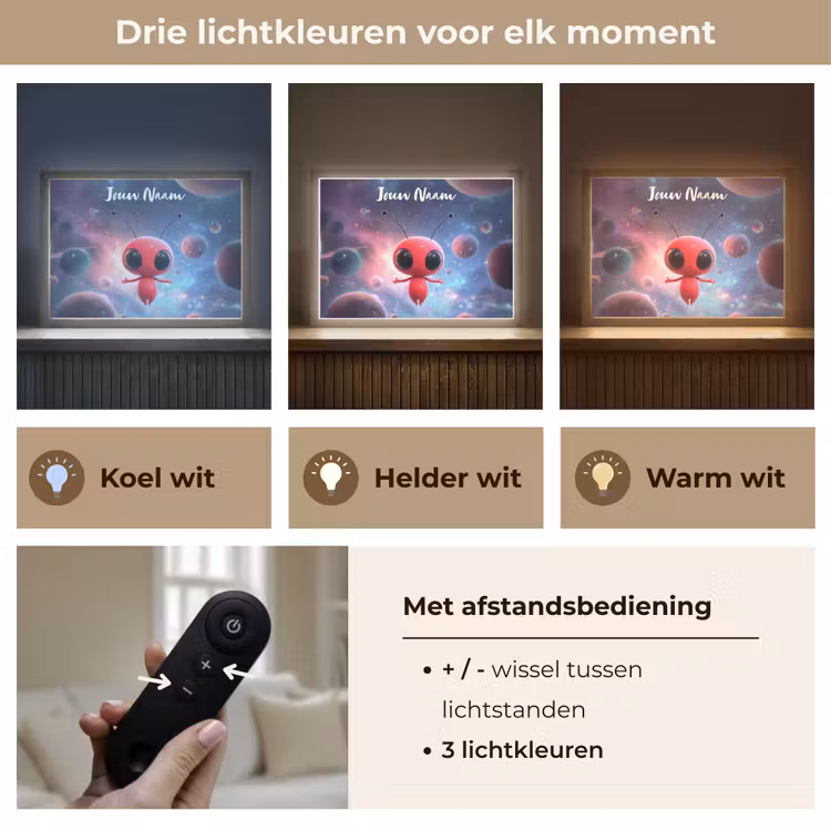 Buitenaards wezen - Rood - Planeten Light Box met batterij (Wandlamp kind) middel -USP_lichtkleurNL