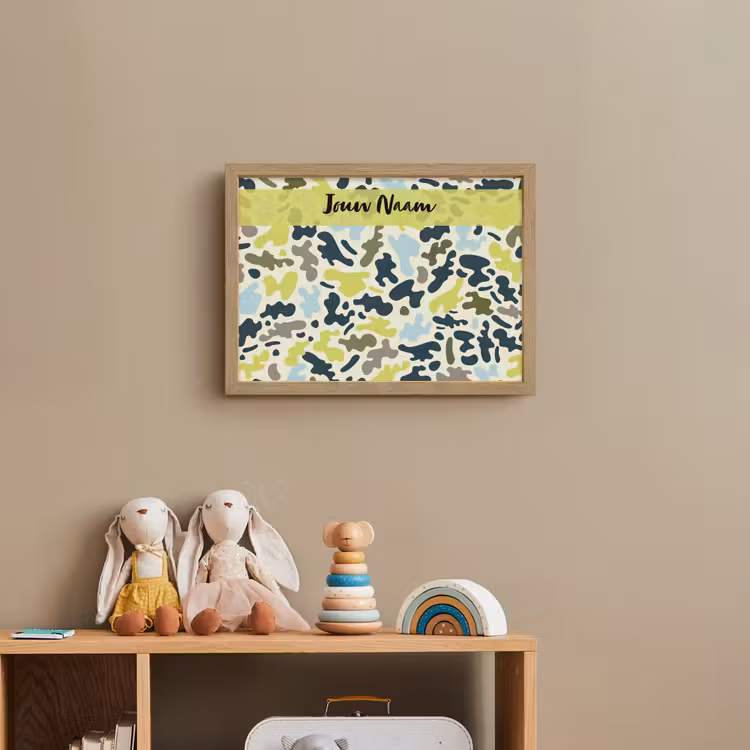 Camouflage - Groen - Blauw - Jongens - Kinderen Light Box met batterij (Wandlamp kind) middel -sfeer2_kind