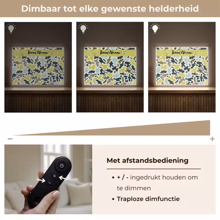 Camouflage - Groen - Blauw - Jongens - Kinderen Light Box met batterij (Wandlamp kind) middel -USP_dimbaarNL