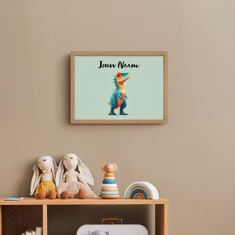 Cartoon - Dino - Oranje - Stekels Light Box met batterij (Wandlamp kind) middel -sfeer2_kind