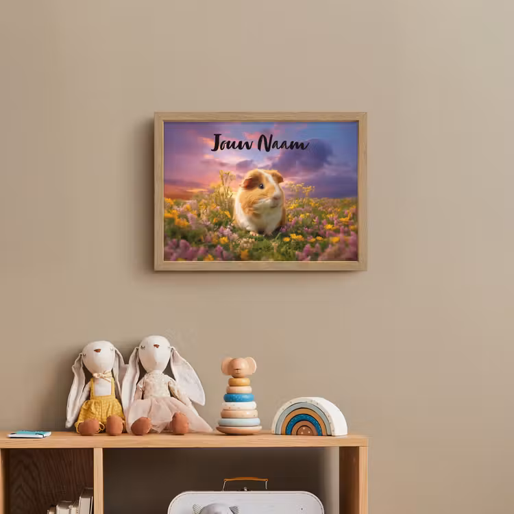 Cavia - Kleurrijk - Bloemen Light Box met batterij (Wandlamp kind) middel -sfeer2_kind