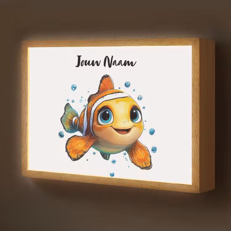 Clownvis - Oranje - Vis - Water Light Box met batterij (Wandlamp kind) middel -z3d_website
