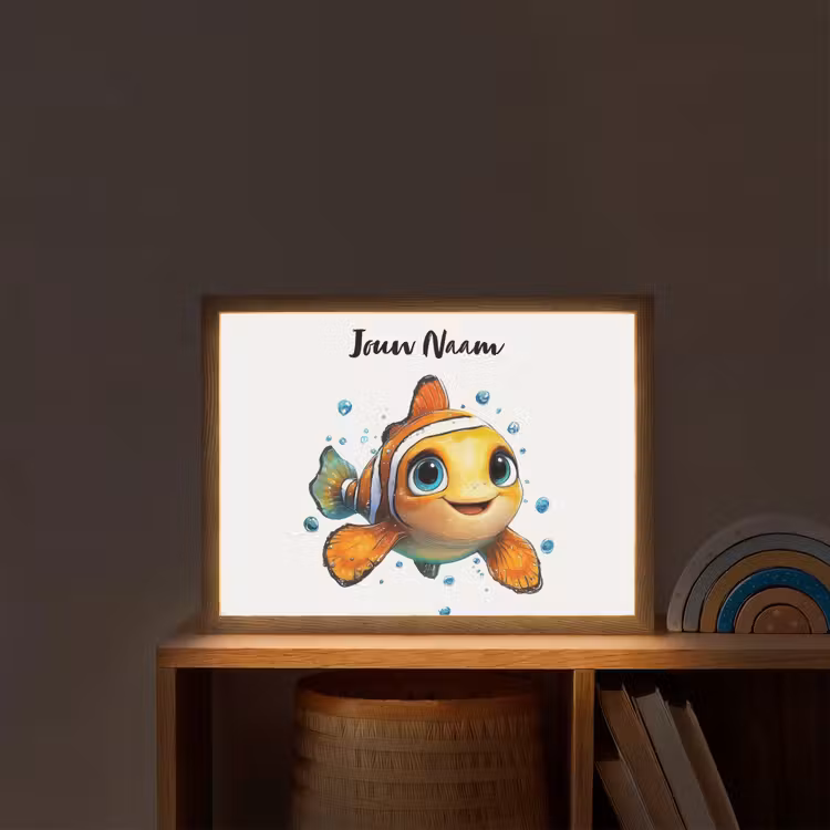 Clownvis - Oranje - Vis - Water Light Box met batterij (Wandlamp kind) middel -sfeer1_kind