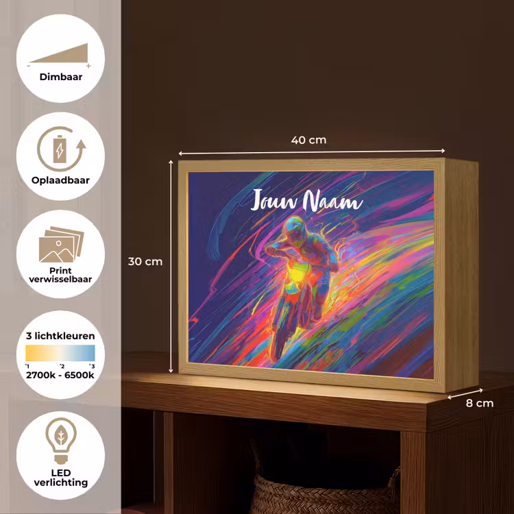Crossmotor - Neonkleuren - Lijnen - Helm Light Box met batterij (Wandlamp kind) middel -USP_websiteoverzichtNL