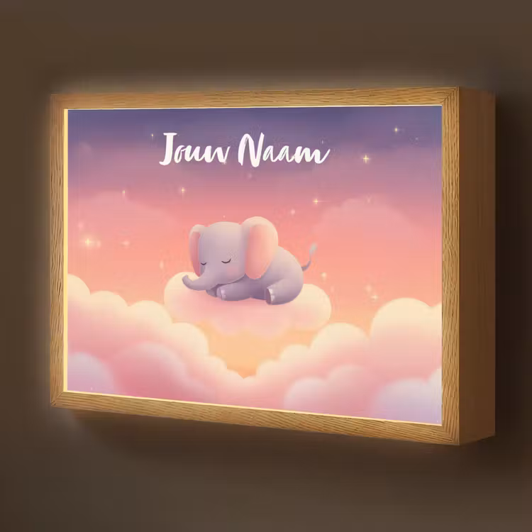 Dier - Roze - Wolken Light Box met batterij (Wandlamp kind) middel -z3d_website