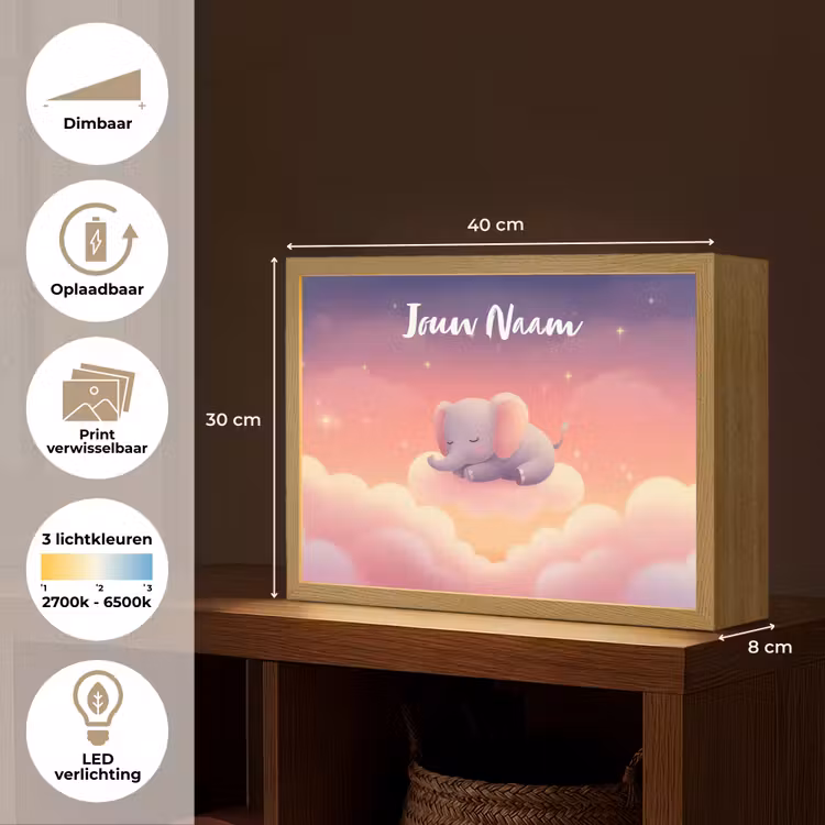Dier - Roze - Wolken Light Box met batterij (Wandlamp kind) middel -USP_websiteoverzichtNL