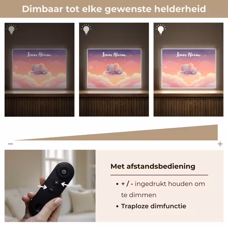 Dier - Roze - Wolken Light Box met batterij (Wandlamp kind) middel -USP_dimbaarNL