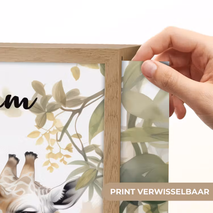 Dieren - Giraffe - Bladeren - Kinderen Light Box met batterij (Wandlamp kind) middel -USP_websiteprintNL