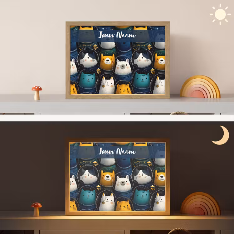 Dieren - Ruimtepakken - Sterren Light Box met batterij (Wandlamp kind) middel -sfeer3_kind