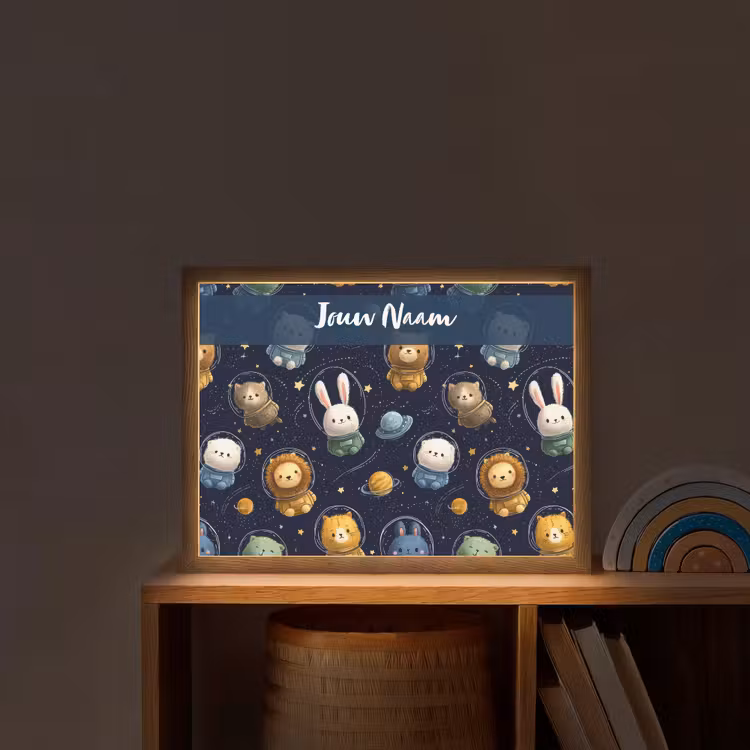 Dieren - Sterrenhemel - Ruimte Light Box met batterij (Wandlamp kind) middel -sfeer1_kind