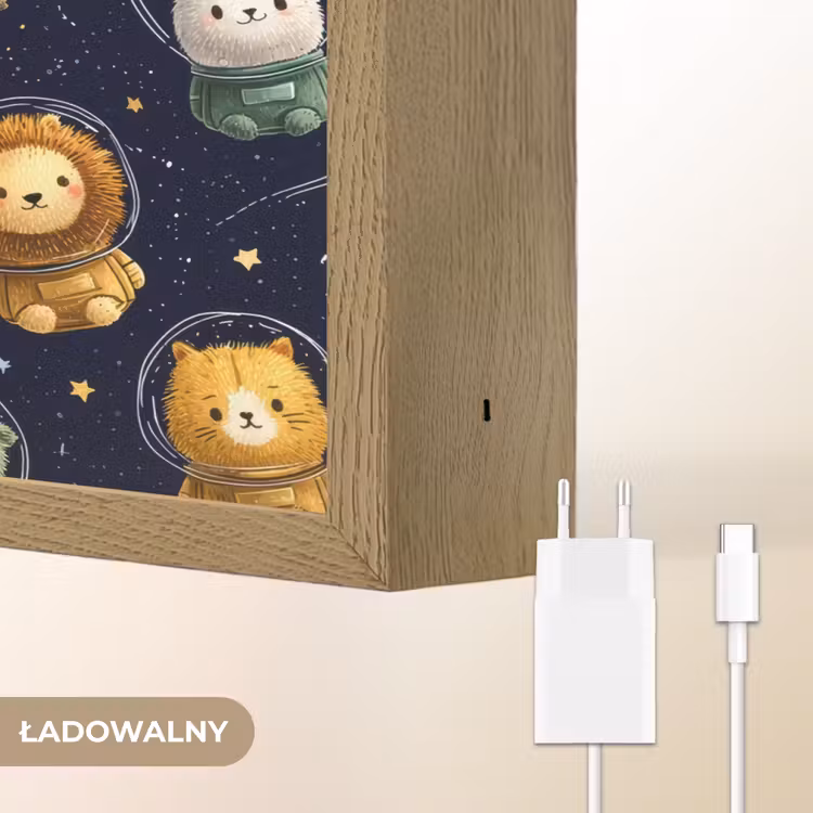 Dieren - Sterrenhemel - Ruimte Light Box met batterij (Wandlamp kind) middel -USP_websiteoplaadbaarNL