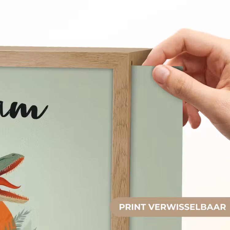 Dino - Bladeren - Grafisch - Groen Light Box met batterij (Wandlamp kind) middel -USP_websiteprintNL