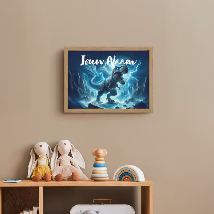 Dino - Blauw - Jongens Light Box met batterij (Wandlamp kind) middel -sfeer2_kind