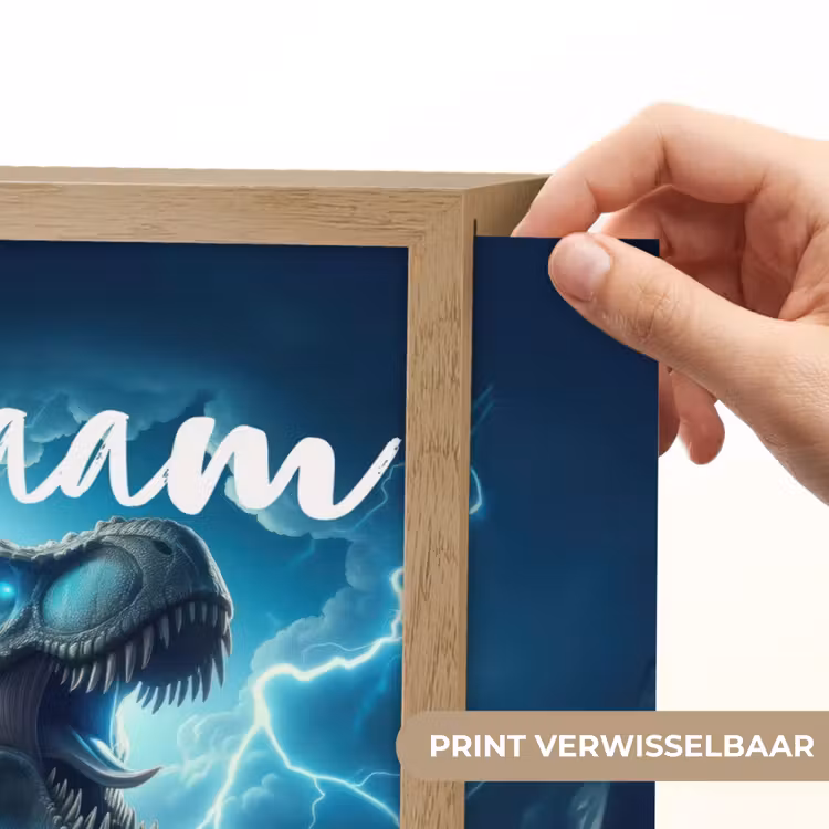 Dino - Blauw - Jongens Light Box met batterij (Wandlamp kind) middel -USP_websiteprintNL