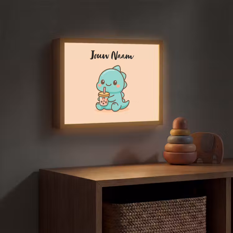 Dino - Boba - Turquoise Light Box met batterij (Wandlamp kind) middel -sfeer5_kind
