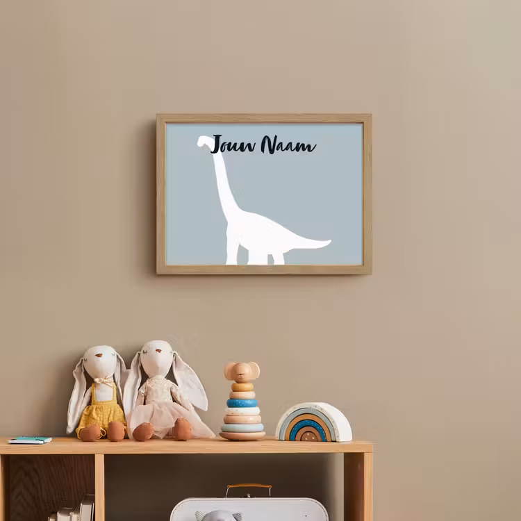 Dino - Brachiosaurus - Dinosaurus - Blauw Light Box met batterij (Wandlamp kind) middel -sfeer2_kind