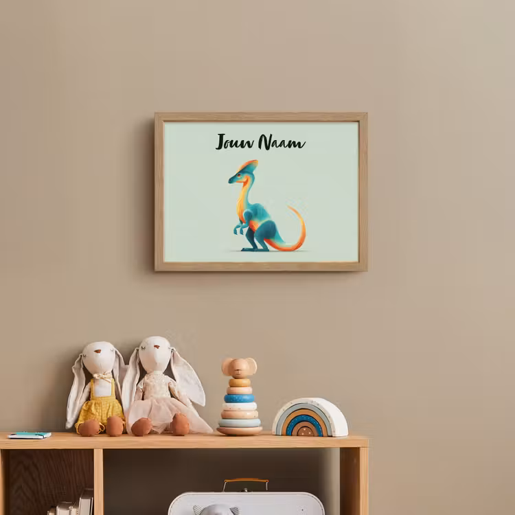 Dino - Cartoon - Oranje - Poten Light Box met batterij (Wandlamp kind) middel -sfeer2_kind