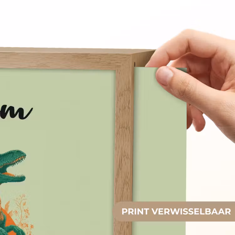 Dino - Groen - Bladeren - Cirkel Light Box met batterij (Wandlamp kind) middel -USP_websiteprintNL