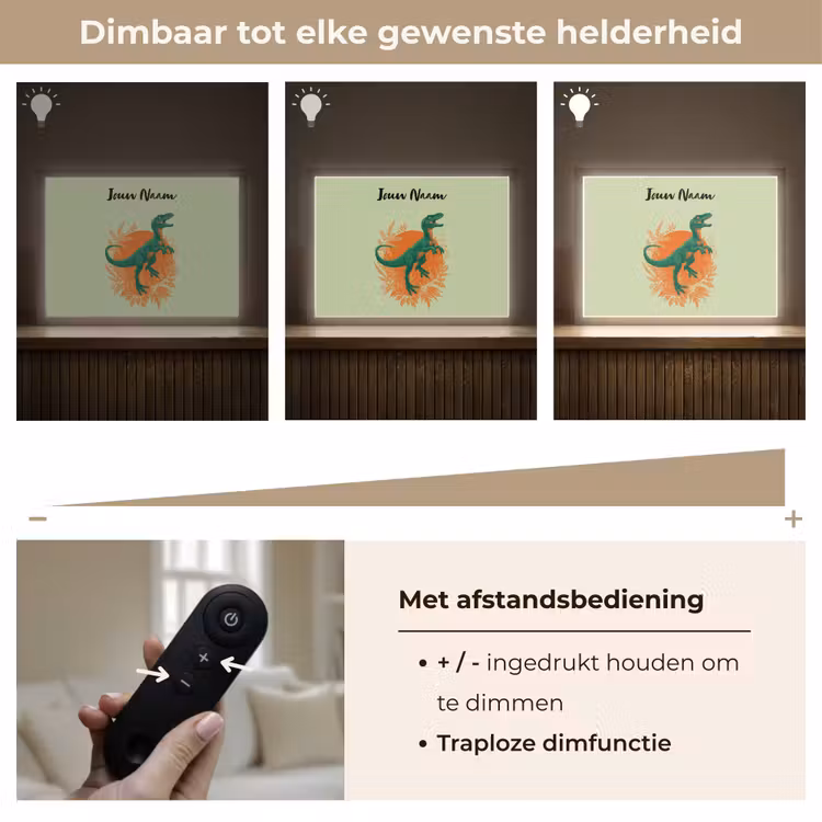 Dino - Groen - Bladeren - Cirkel Light Box met batterij (Wandlamp kind) middel -USP_dimbaarNL