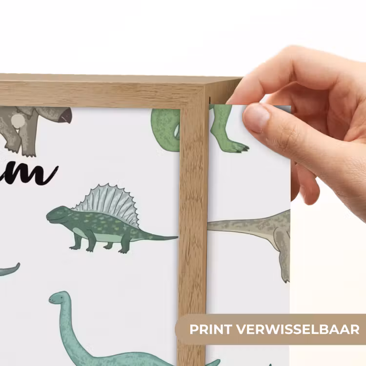 Dino - Groen - Jongens - Dinosaurus - Blauw Light Box met batterij (Wandlamp kind) middel -USP_websiteprintNL