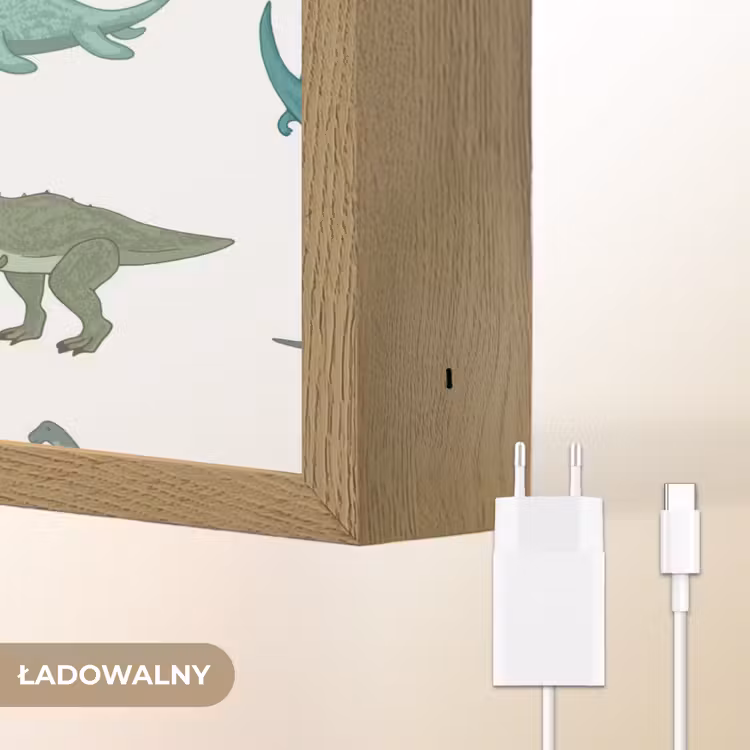 Dino - Groen - Jongens - Dinosaurus - Blauw Light Box met batterij (Wandlamp kind) middel -USP_websiteoplaadbaarNL