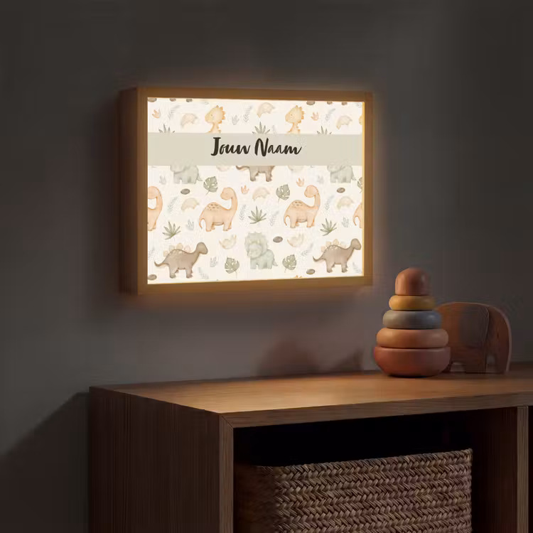 Dino - illustratie - Kleurrijk Light Box met batterij (Wandlamp kind) middel -sfeer5_kind