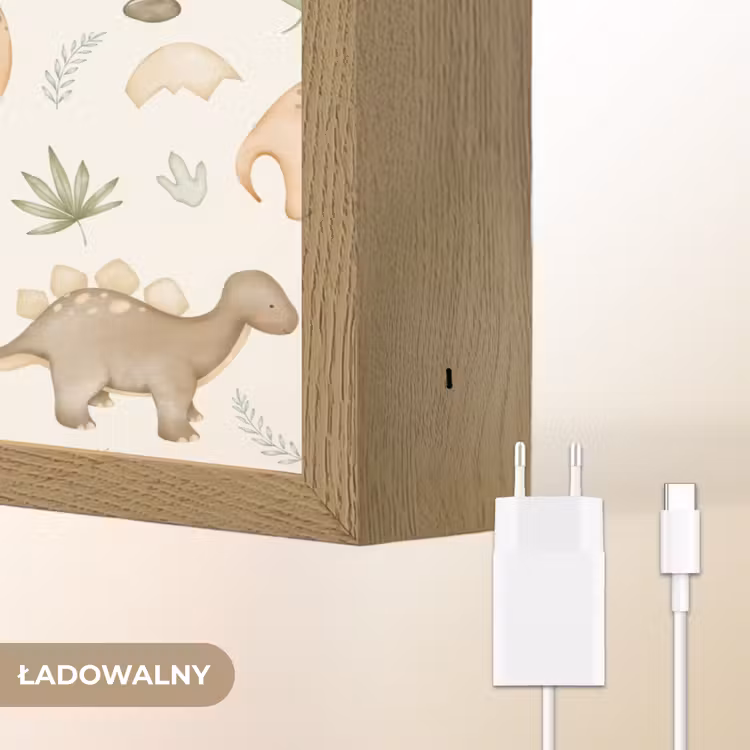 Dino - illustratie - Kleurrijk Light Box met batterij (Wandlamp kind) middel -USP_websiteoplaadbaarNL