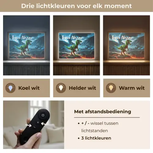 Dino - Lava - Groen - Jongens Light Box met batterij (Wandlamp kind) middel -USP_lichtkleurNL