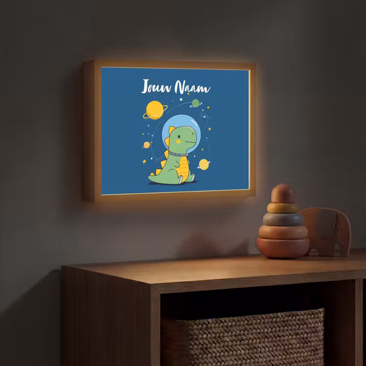 Dino - Ruimte - Planeten Light Box met batterij (Wandlamp kind) middel -sfeer5_kind
