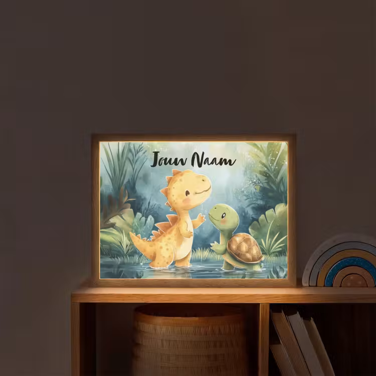 Dino - Schildpad - Jungle Light Box met batterij (Wandlamp kind) middel -sfeer1_kind