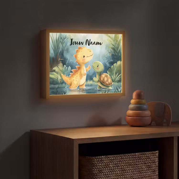Dino - Schildpad - Jungle Light Box met batterij (Wandlamp kind) middel -sfeer5_kind