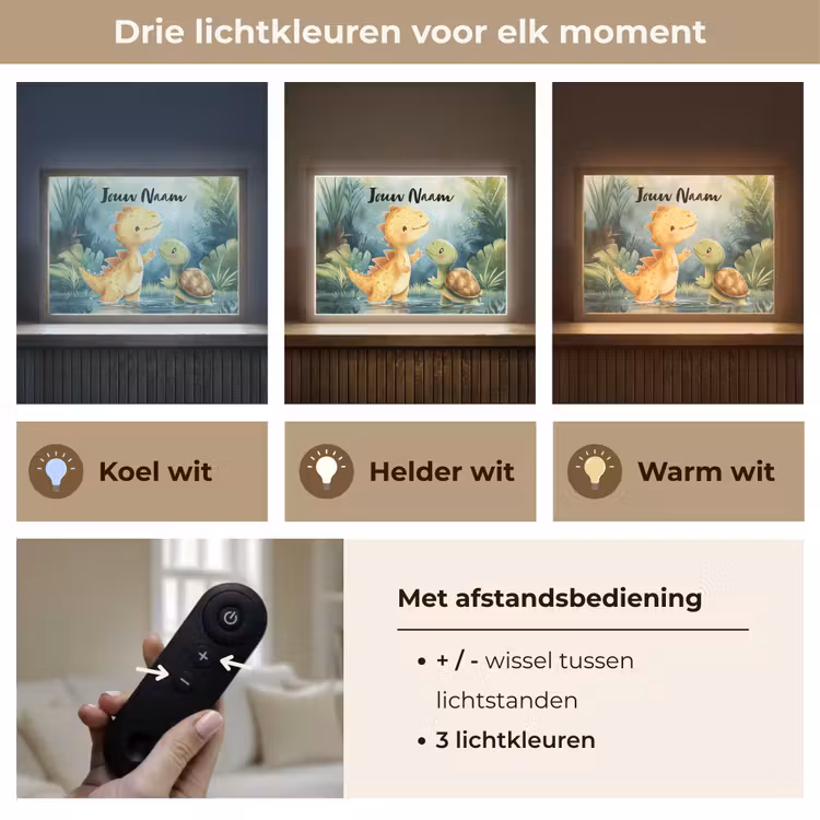 Dino - Schildpad - Jungle Light Box met batterij (Wandlamp kind) middel -USP_lichtkleurNL