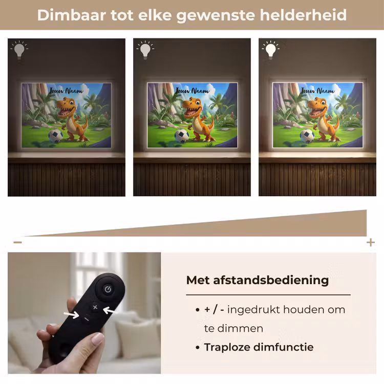 Dino - Voetbal - Groen Light Box met batterij (Wandlamp kind) middel -USP_dimbaarNL