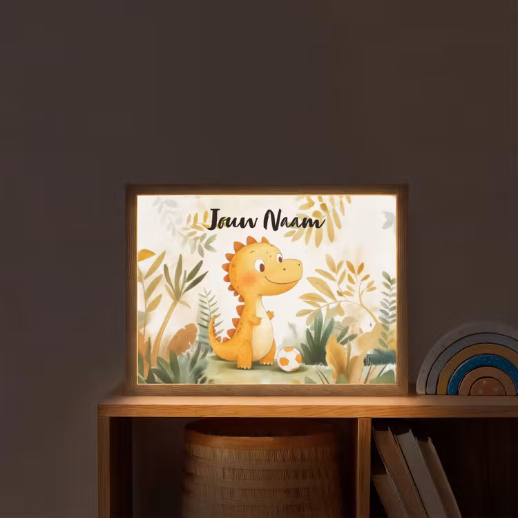 Dino - Voetbal - Oranje Light Box met batterij (Wandlamp kind) middel -sfeer1_kind