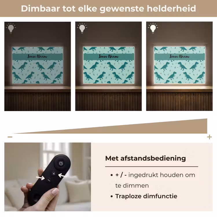 Dinosaurus - Blauw - Bladeren - Voetafdrukken Light Box met batterij (Wandlamp kind) middel -USP_dimbaarNL