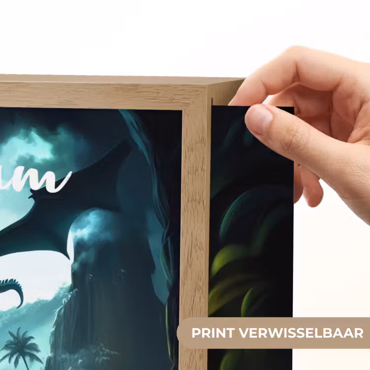 Dinosaurus - Draak - Jungle - Groen Light Box met batterij (Wandlamp kind) middel -USP_websiteprintNL