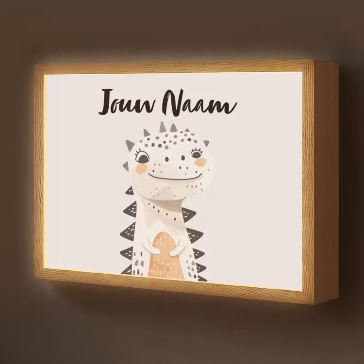 Dinosaurus - Pastel kleuren Light Box met batterij (Wandlamp kind) middel -z3d_website