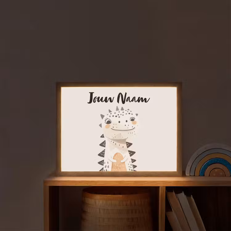 Dinosaurus - Pastel kleuren Light Box met batterij (Wandlamp kind) middel -sfeer1_kind